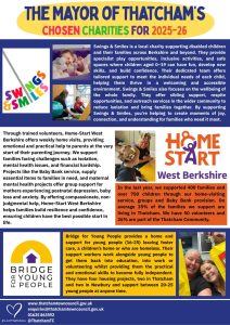 A flyer detailing more information regarding the Mayor of Thatcham's chosen charities for 2025-26